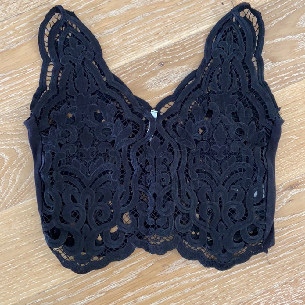 Black lace cami going out top